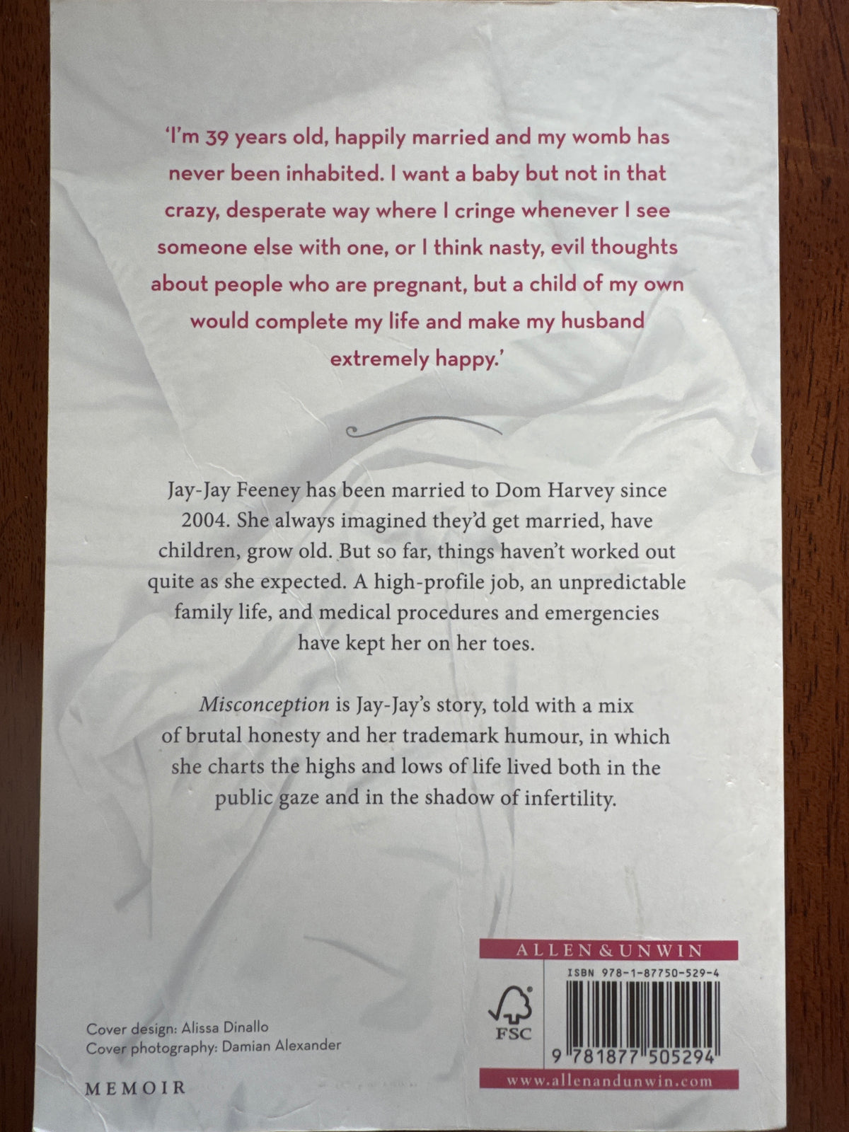 Misconception: a true story of life, love and infertility – Jay-Jay Feeney ￼