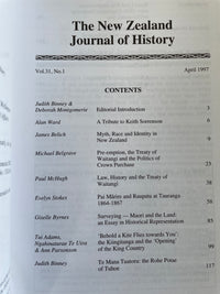 Koha - essays in honour of M.P.K. Sorrenson - NZ Journal of History, 31, 1 (1997) - J Binney and D Montgomerie (Eds)