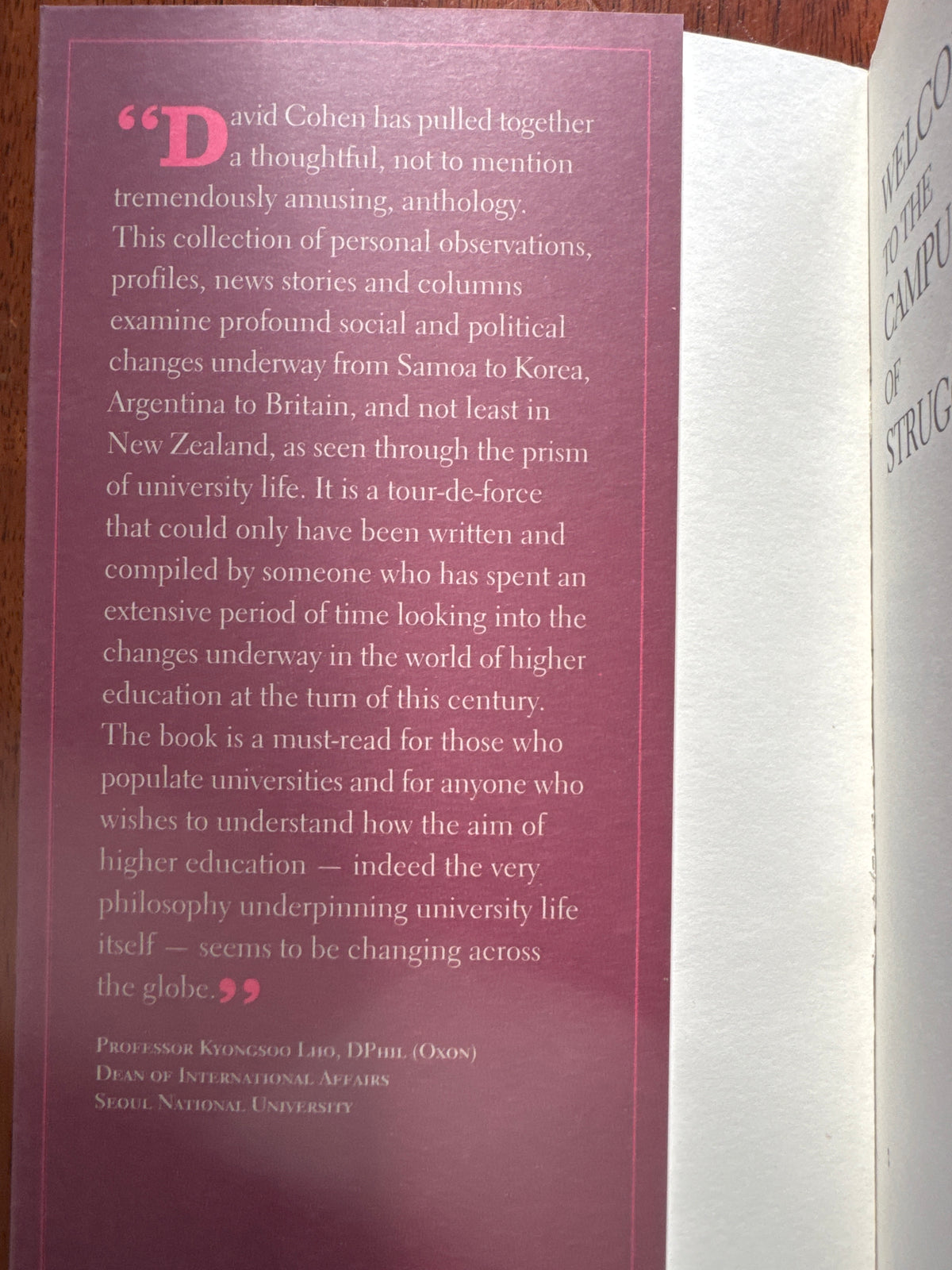 Welcome to the Campus of Struggle: dispatches from the International Academic Front 19 99–2004 – David Cohen ￼