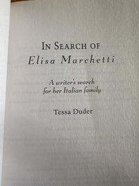 In Search of Elisa Marchetti: a writer’s search for her Italian family - Tessa Duder